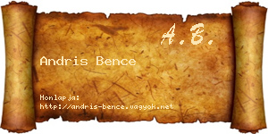 Andris Bence névjegykártya
