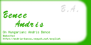 bence andris business card
